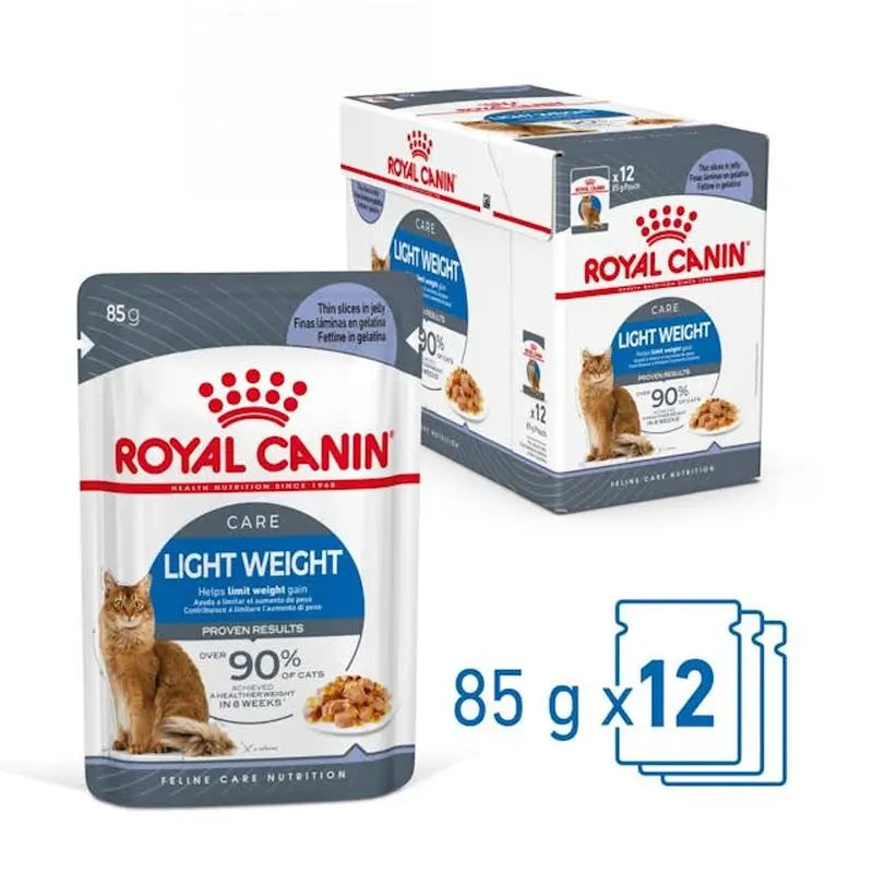 Royal Canin Adult Light Weight Pouch Jelly Box 12X85Gr, alimento húmido para gatos