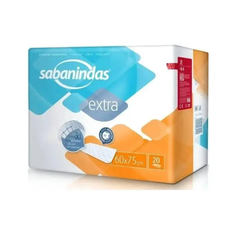 Sabanindas Almofada absorvente extra grande 60x75cm 20 unidades