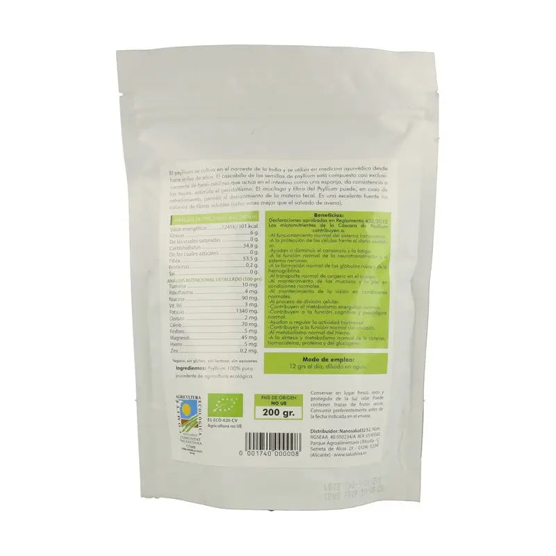 Salud Viva Psyllium Cascara 200Gr. Bio Sg S/A Vegan