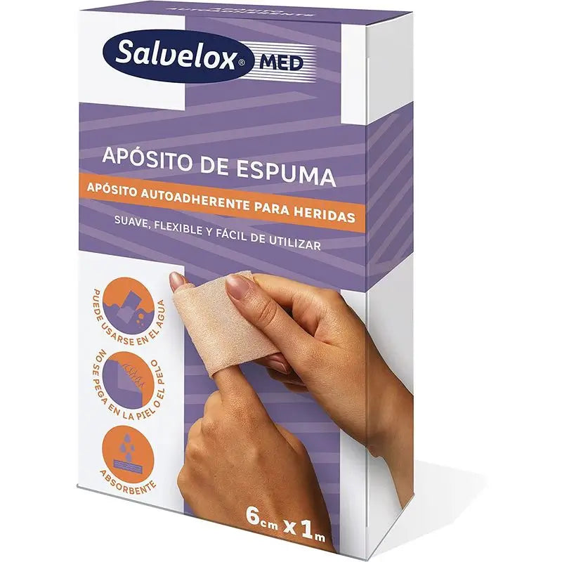 Salvelox Apósito De Espuma Autoadherente, Tira De 1M X 6Cm