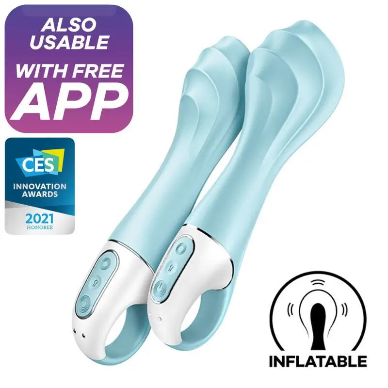 Satisfyer Connect Air Pump Vibrator 5+ Vibrador Punto G Inflable App - Azul