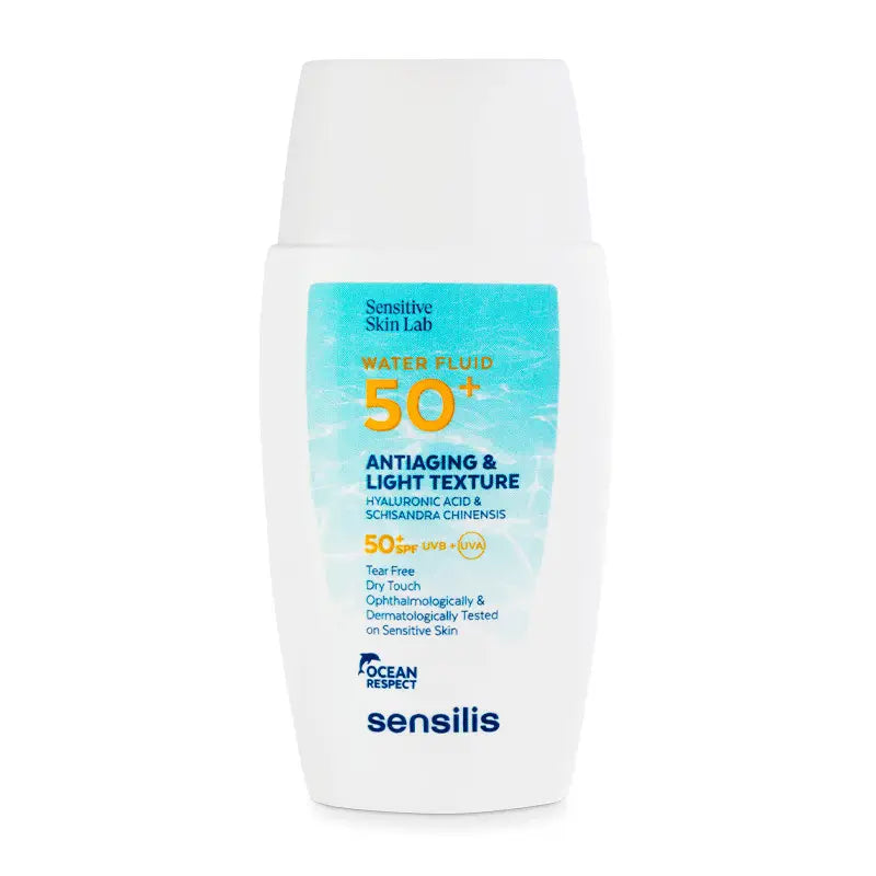 Sensilis Water Fluid SPF 50+ Antiedad Ultrafluido con Ácido Hialurónico y Schisandra Chinensis, 40 ml