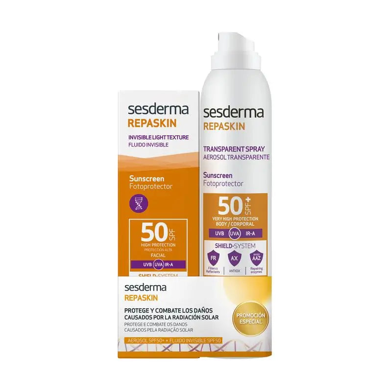 Sesderma Pack Repaskin Clear Spray Spf50 200 Ml + Fotoprotector Silk Touch Spf50, 50 Ml