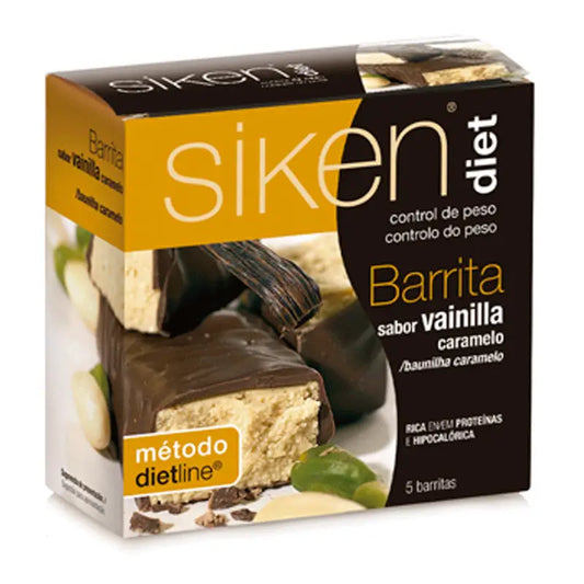 Siken Diet Barrita Sabor Vainilla y Caramelo 5 unidades