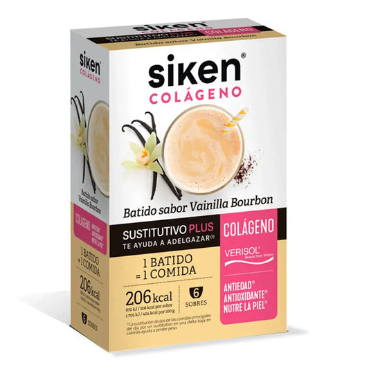 Siken Sustitutivo Colágeno Batido Sabor Vainilla Bourbon 6 sobres