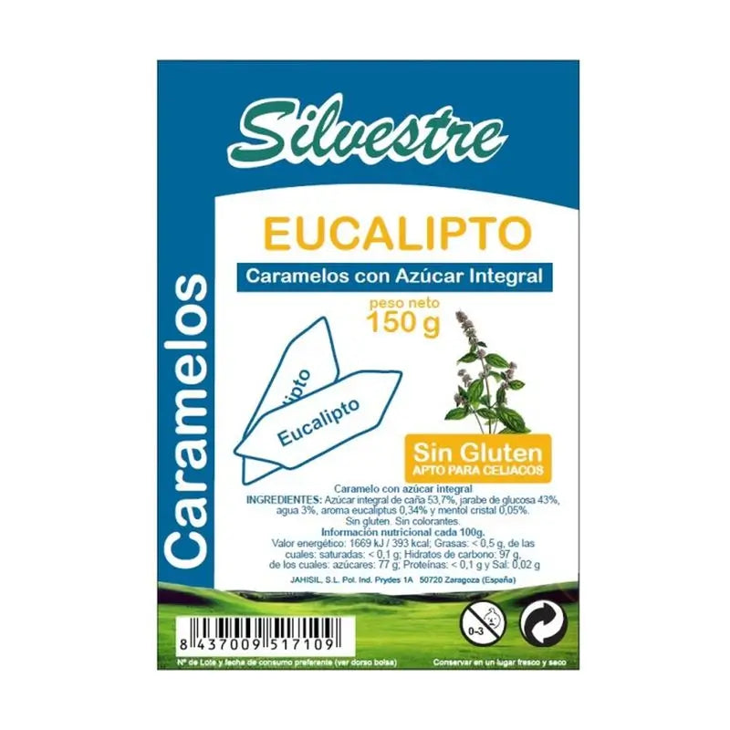 Silvestre Eucalipto Rebuçados de Cana de Açúcar 150Gr.