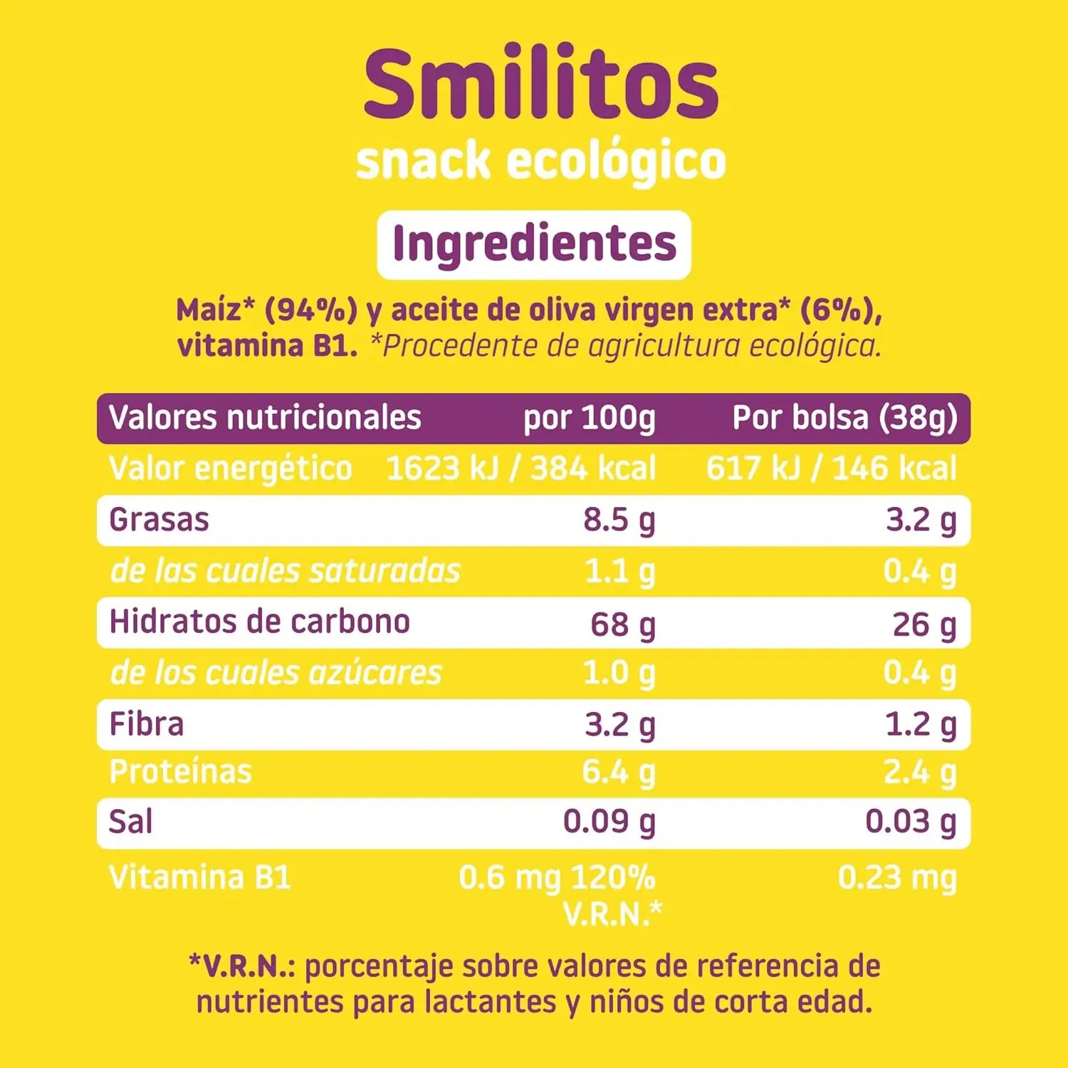 Smileat Smilitos Gusanitos de Maíz Ecológico 38 Gr