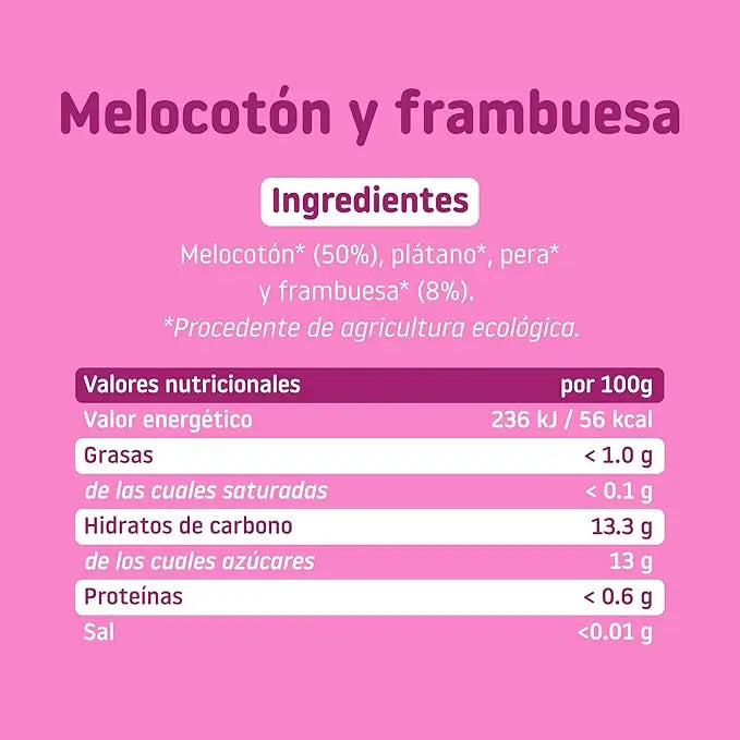 Smileat Tarrito Frambuesa y Melocotón Ecológico 130 Gr