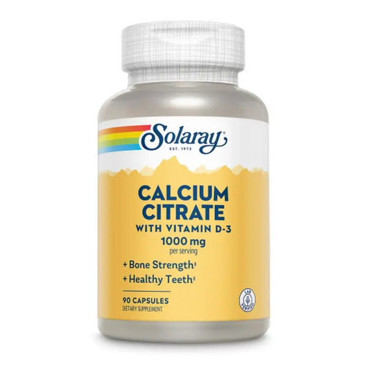 Solaray Calcium Con D3 Citrate 1000 Mg , 90 cápsulas