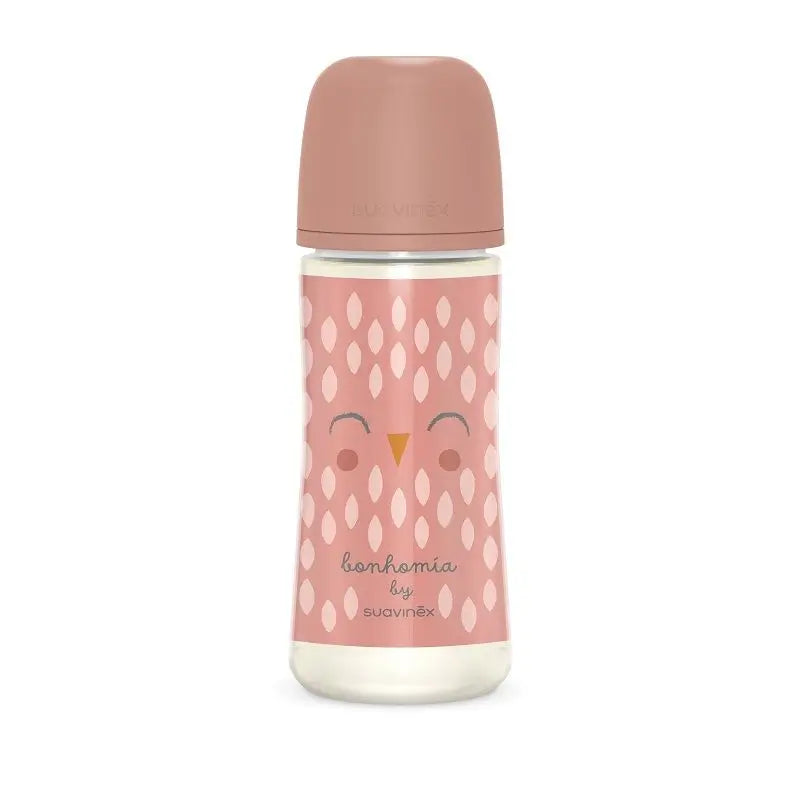 Suavinex Bibéron Premium 360 Ml. Tetina Fisiológica Sx Pro Tetina de Silicone. Bibéron Premium Fluxo Denso. +6 Meses. Bonhomia, Rosa