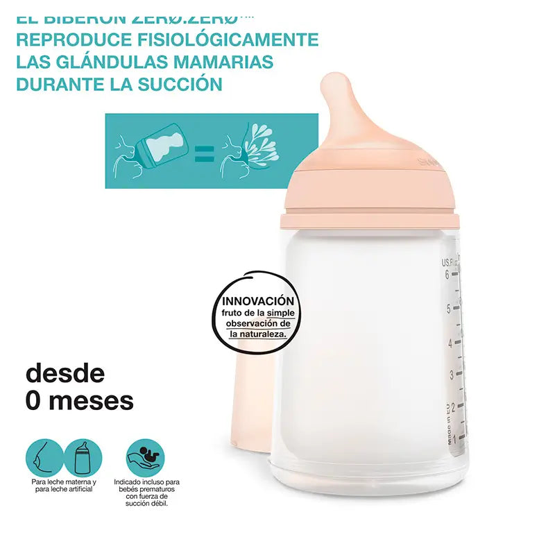 Suavinex Set Biberón Zero-Zero , 270 ml, Flujo Medio