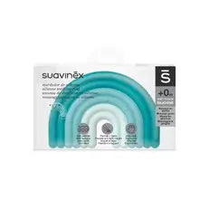 Suavinex Mordedor De Silicona Para Bebés +0 Meses. Anillo De Dentición Flexible Y Ligero. Diseño Arcoiris. Color Azul 