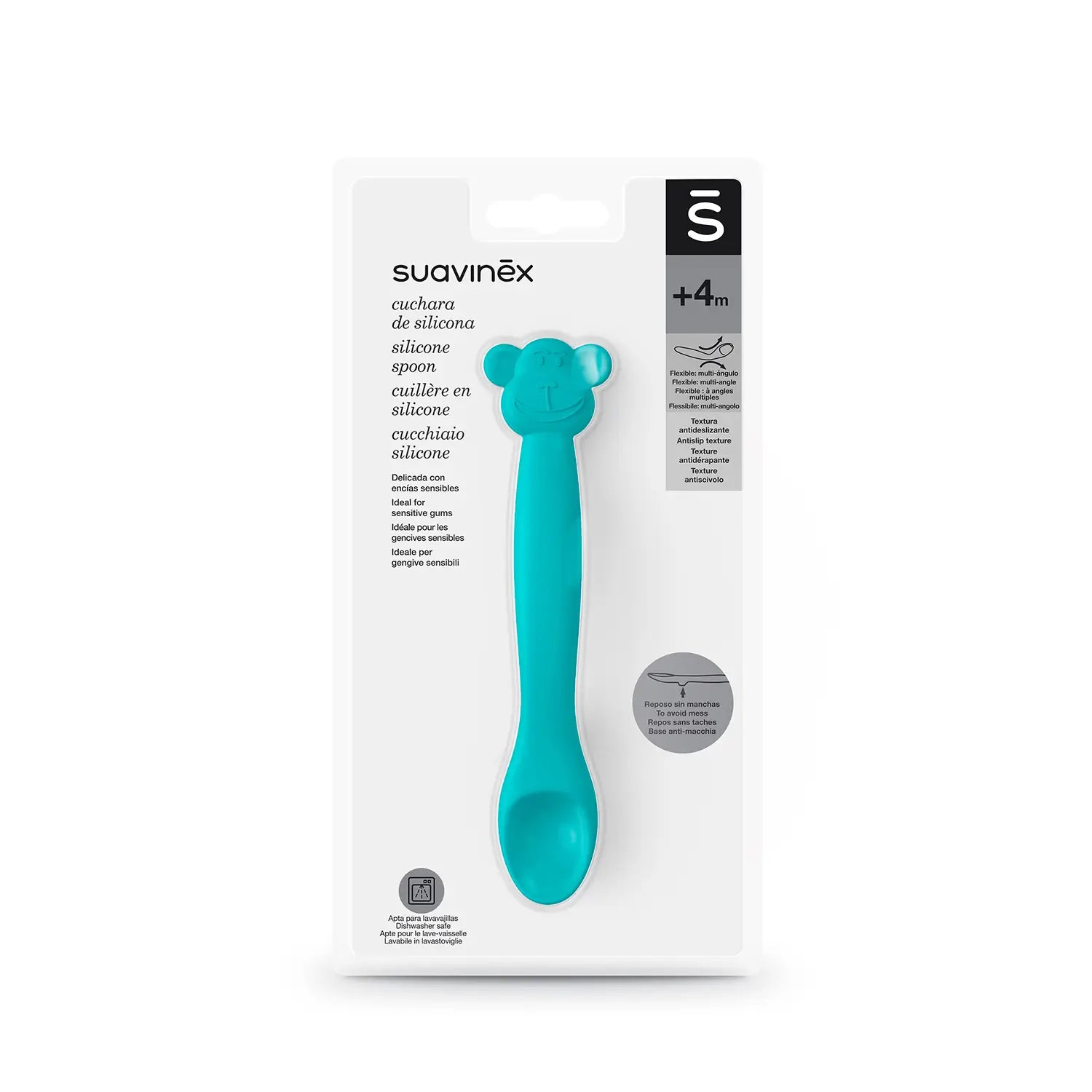 Suavinex Cuchara de Silicona Para Bebés +4 Meses, Color Verde