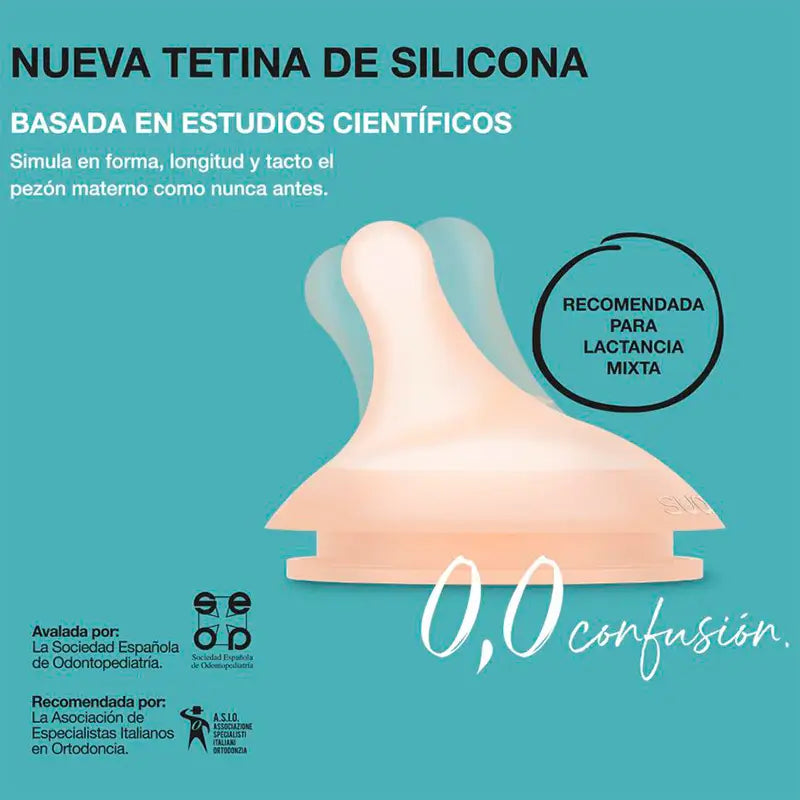 Suavinex Tetina Anticólico Flujo M Silicona, 2 unidades