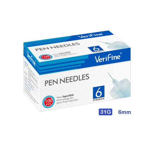 Surgicalmed Verifine Agulhas para caneta de insulina 31G X 6 Mm - Caixa de 100 unidades, 100 unidades.