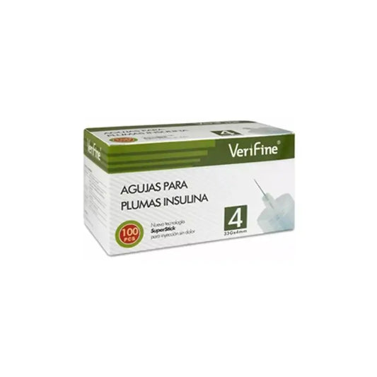 Surgicalmed Verifine Agulhas para caneta de insulina 33G X 4 Mm - Caixa de 100 unidades, 100 unidades.