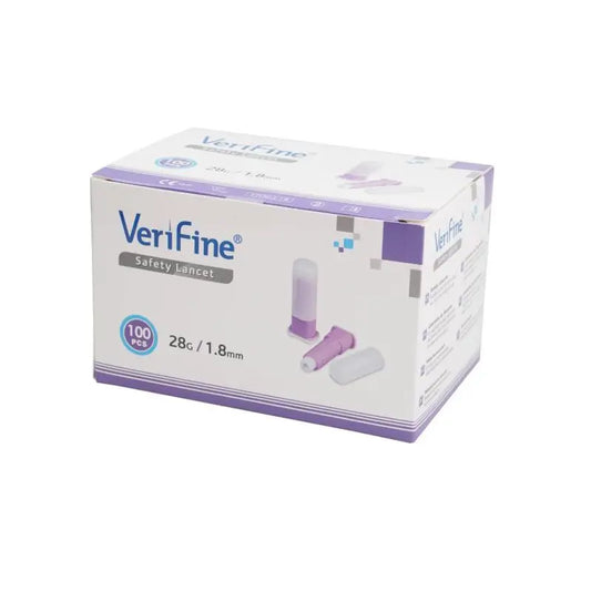 Surgicalmed Verifine Lancetas de segurança Verifine 28G X 1,8 Mm - Caixa de 100 unidades, 100 unidades.