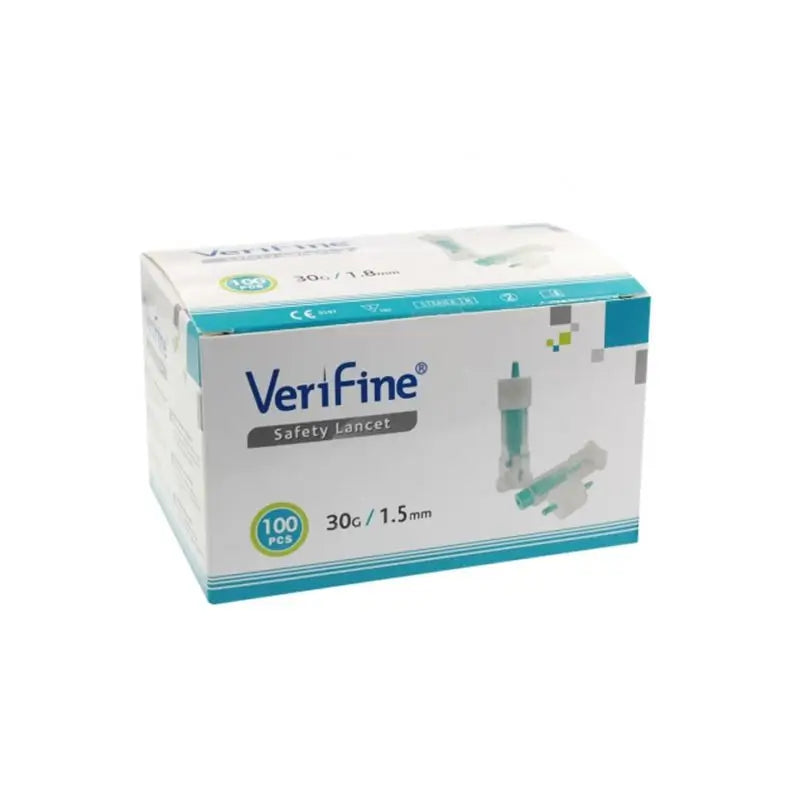 Surgicalmed Verifine Lancetas de segurança Verifine 30G X 1,5 Mm - Caixa de 100 unidades, 100 unidades.