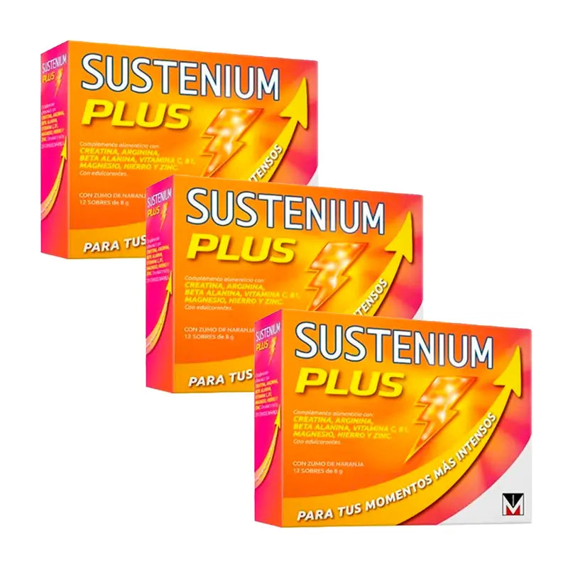 Suplemento alimentar Sustenium Plus Triplo com sumo de laranja 3 x (12 saquetas x 8 g)