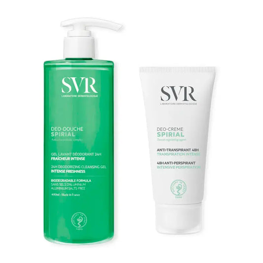 Svr Pack Spirial Gel de Duche Desodorizante Antitranspirante, 400 Ml + Spirial Creme Desodorizante Antitranspirante 48H, 50 Ml