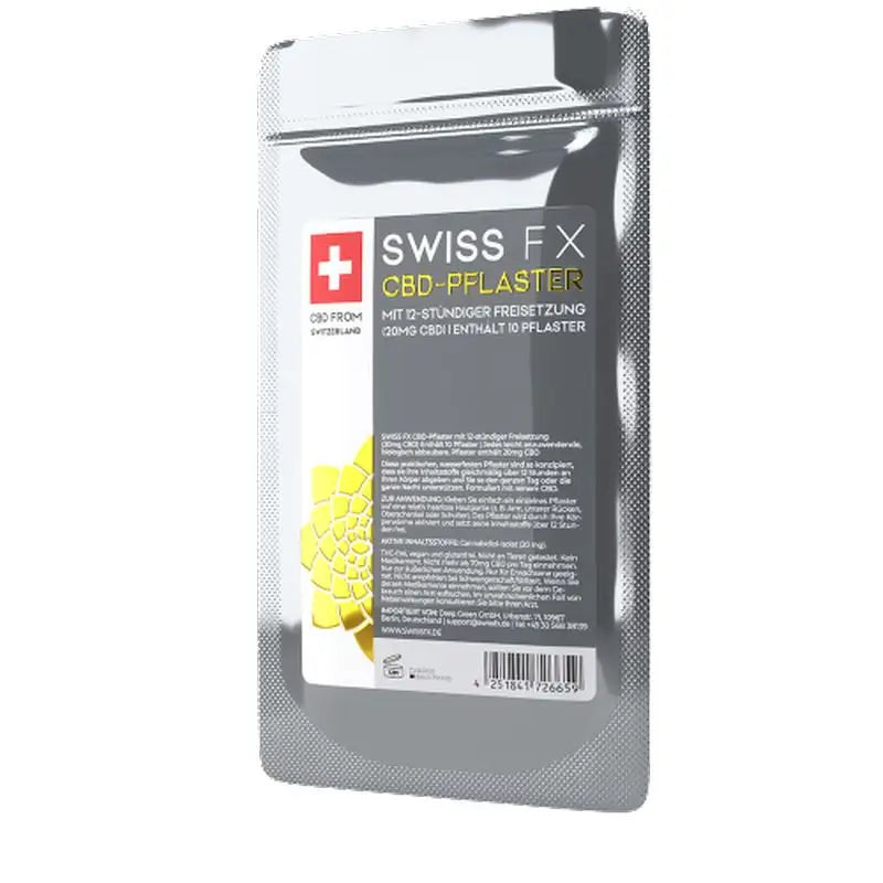 Swiss Fx 10 Patches com 20 Mg de Cbd Swiss Fx, 20mg/ 10 pcs.