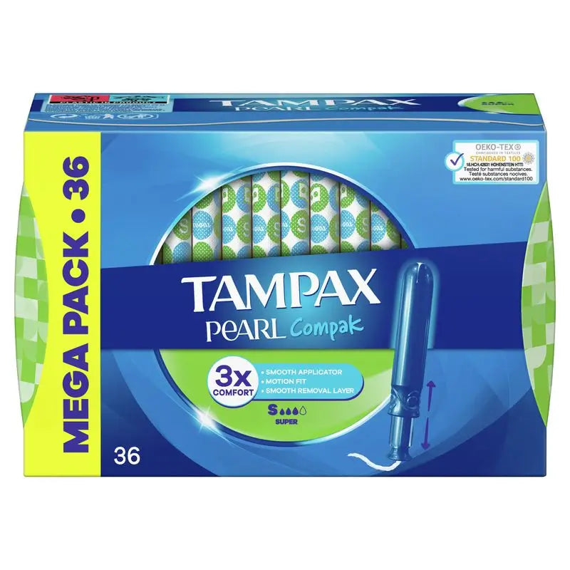 Tampax Compak Pearl Super Tampões com Aplicador , 36 unidades