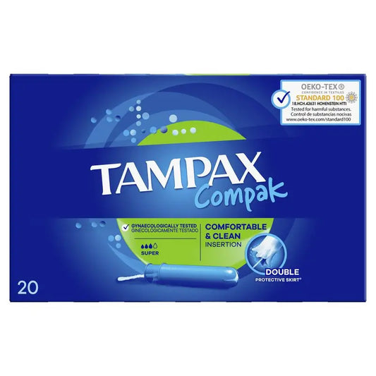 Tampax Compak Super Tampões com Aplicador , 20 unidades