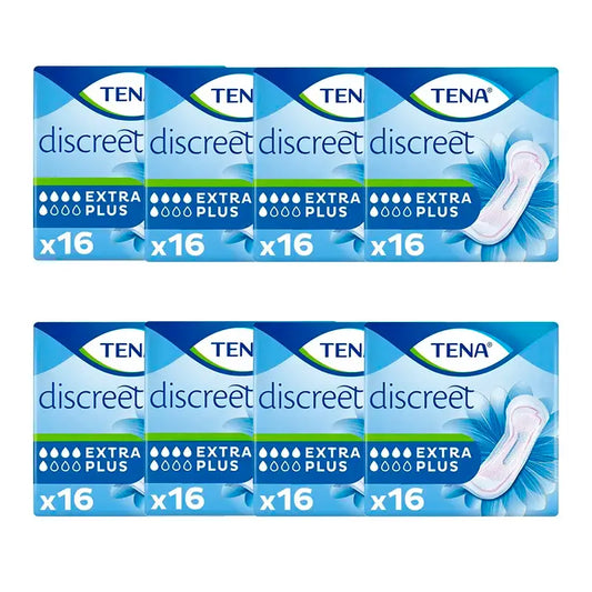 Tena Pack Discreet Extra Plus, 8 x 16 unidades