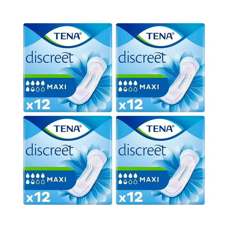 Tena Lady Pack Maxi Pads, 4 X 12 unidades