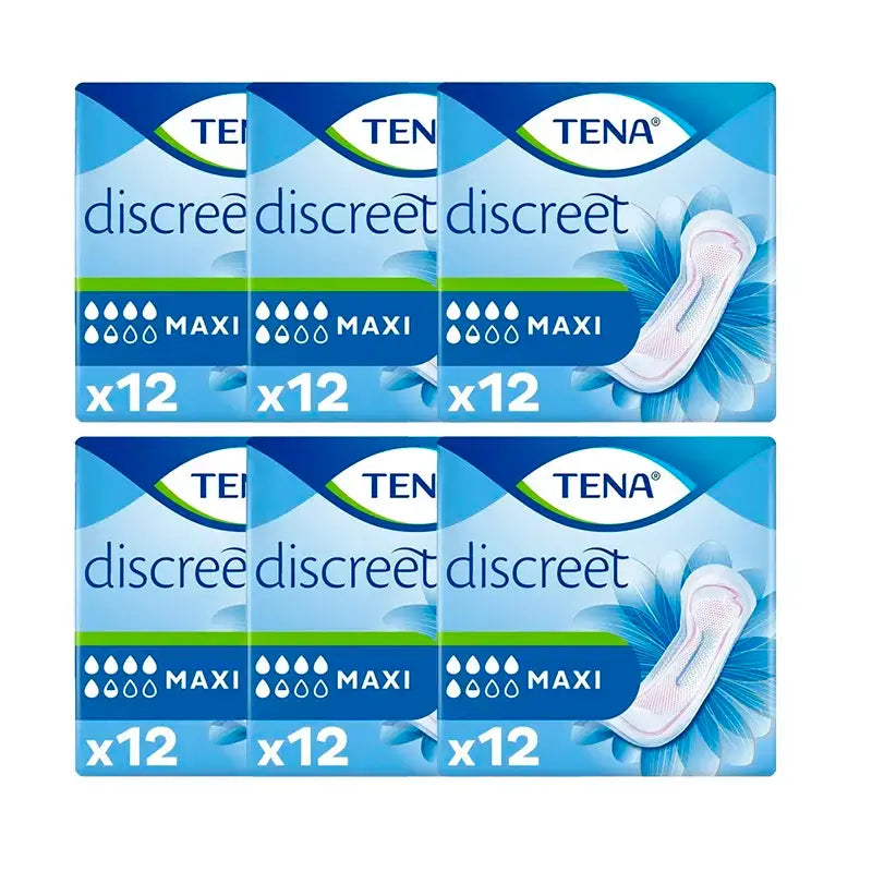 Tena Lady Pack Maxi Pads, 6 X 12 unidades