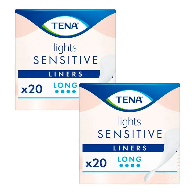 Tena Pack Lights Sensitive Long Liner, 2 X 20 unidades.