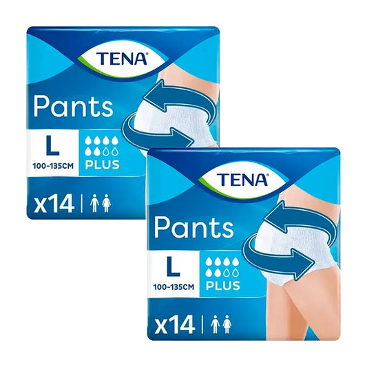 Tena Pack Calças Plus Gr / Extra Gr, 2 X 14 unidades.