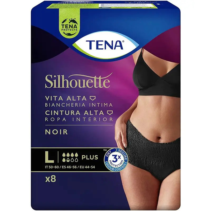 TENA Silhouette Noche Plus Cintura Alta Talla L 8 unidades