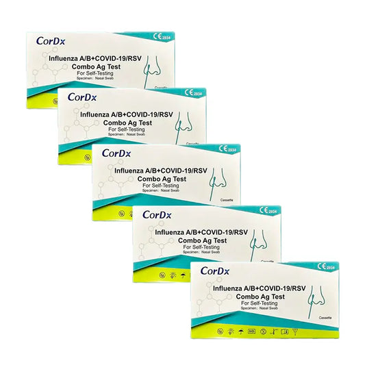 Teste Rápido Combinado de Antigénio COVID-19, Influenza A e B e RSV - 5 unidades