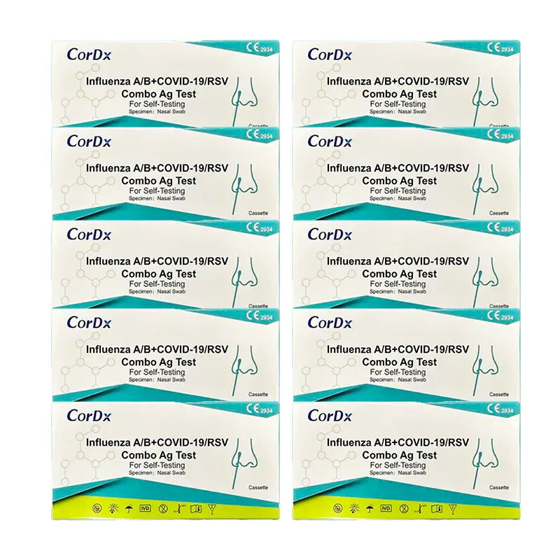 Teste Rápido Combinado de Antigénio COVID-19, Influenza A e B e RSV - 10 unidades