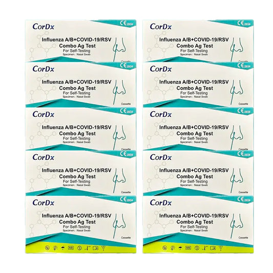 Teste Rápido Combinado de Antigénio COVID-19, Influenza A e B e RSV - 10 unidades