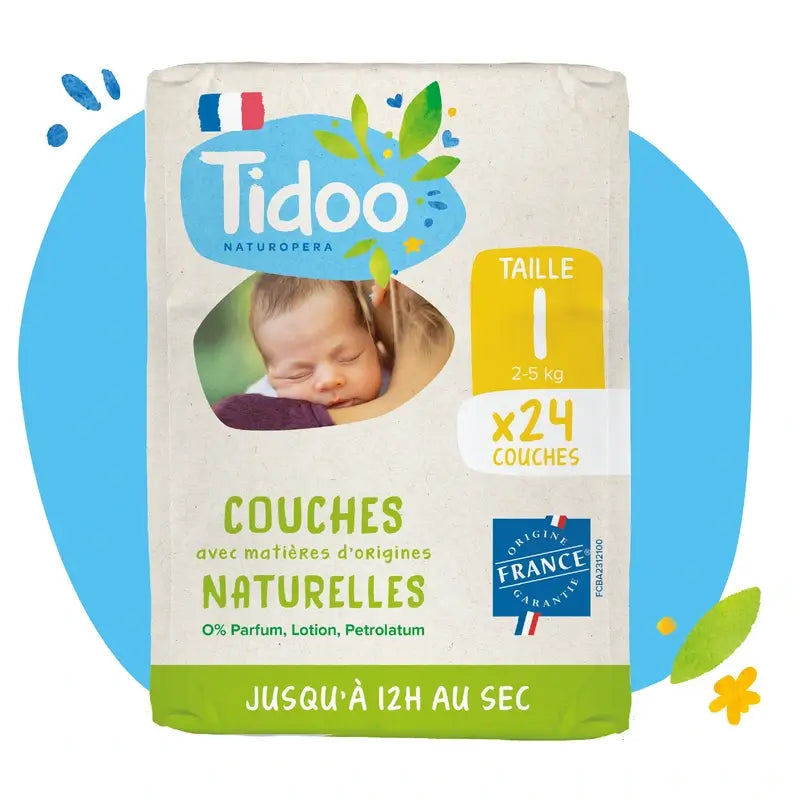 Fraldas Tidoo Tamanho 1 2/5 Kg Eco , 24 unidades