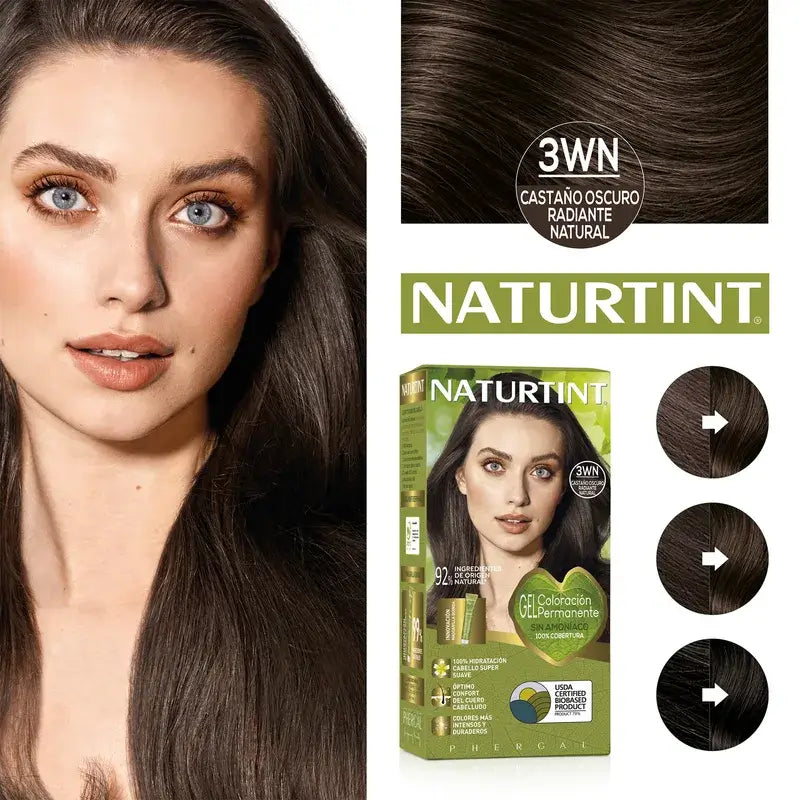 Naturtint Coloração Permanente 3Wn Coloração Permanente Sem Amoníaco - Castanho Escuro Radiante Natural