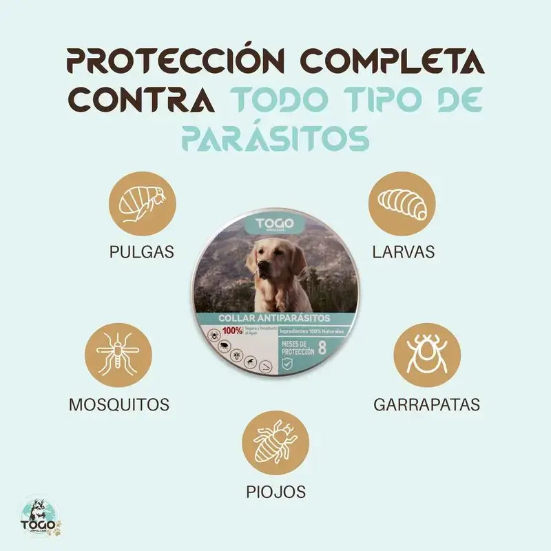 Togo Pack 2 Coleiras Repelentes Anti-Parasitas para Cães Todos os Tamanhos