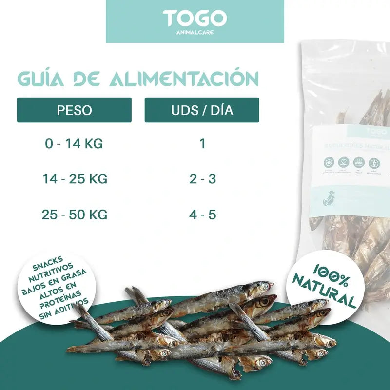 Togo Snack Anchovas secas naturais, embalagem de 3 unidades