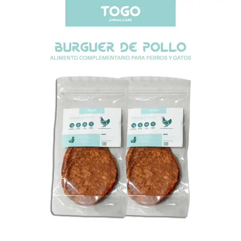 Togo Snack Natural Burger Chicken, embalagem de 2 unidades.