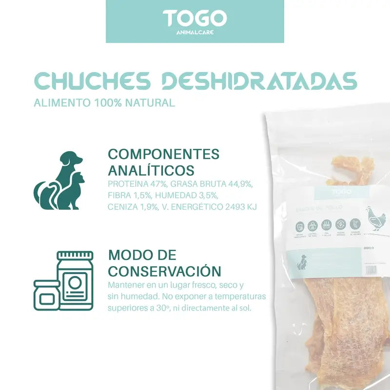 Togo Snack Natural Chicken Strips, embalagem de 2 unidades