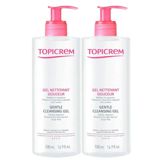 Topicrem Hydra + Duplo Gel de Limpeza Suave, 2x500 ml