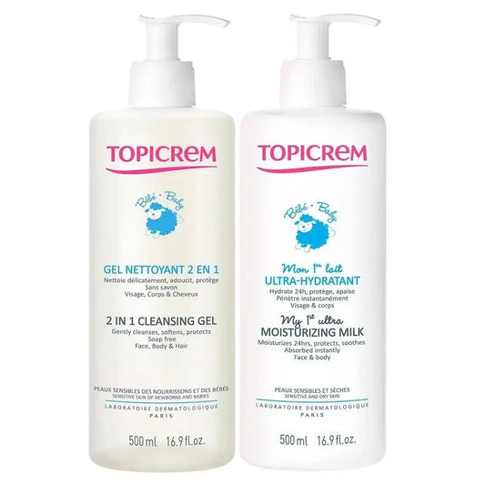 Topicrem Pack Baby Leite Ultra-Moisturizante 500 Ml + Gel de Limpeza 500 Ml