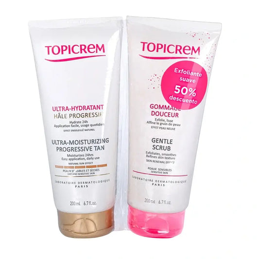 Topicrem Pack Bronzeamento Progressivo Ultra Hidratante 200 Ml + Esfoliante 200 Ml