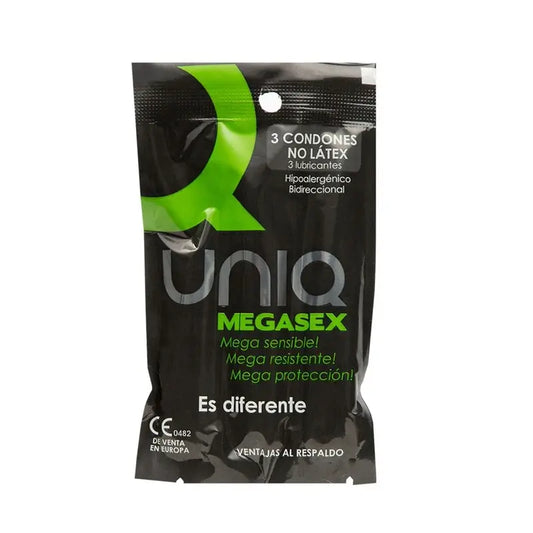 Preservativos Uniq Megasex Sensitive com Garter Latex Free 3 unidades