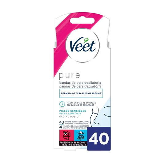 Veet Cera Fría Facial Piel Sensible 40 Bandas