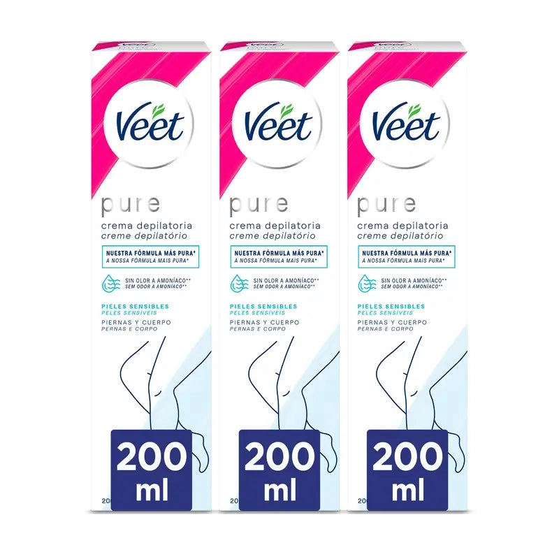 Veet Minima Creme Depilatório Pele Sensível, 3x200ml