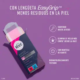 Veet Expert Cold Wax Tiras de Cera Depilatória, Manteiga de Karité, 16 Tiras