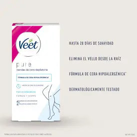 Veet Pure Faixas de Cera Fria, 40 tiras